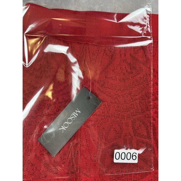 MISOOK Red Textured Knit A-Line Midi Skirt L Pull On Holiday Party NWT - Picture 6 of 7